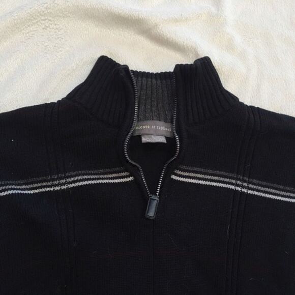 Tricots St. Raphael Striped Quarter Zip Sweater | Sz L - Picture 3 of 4